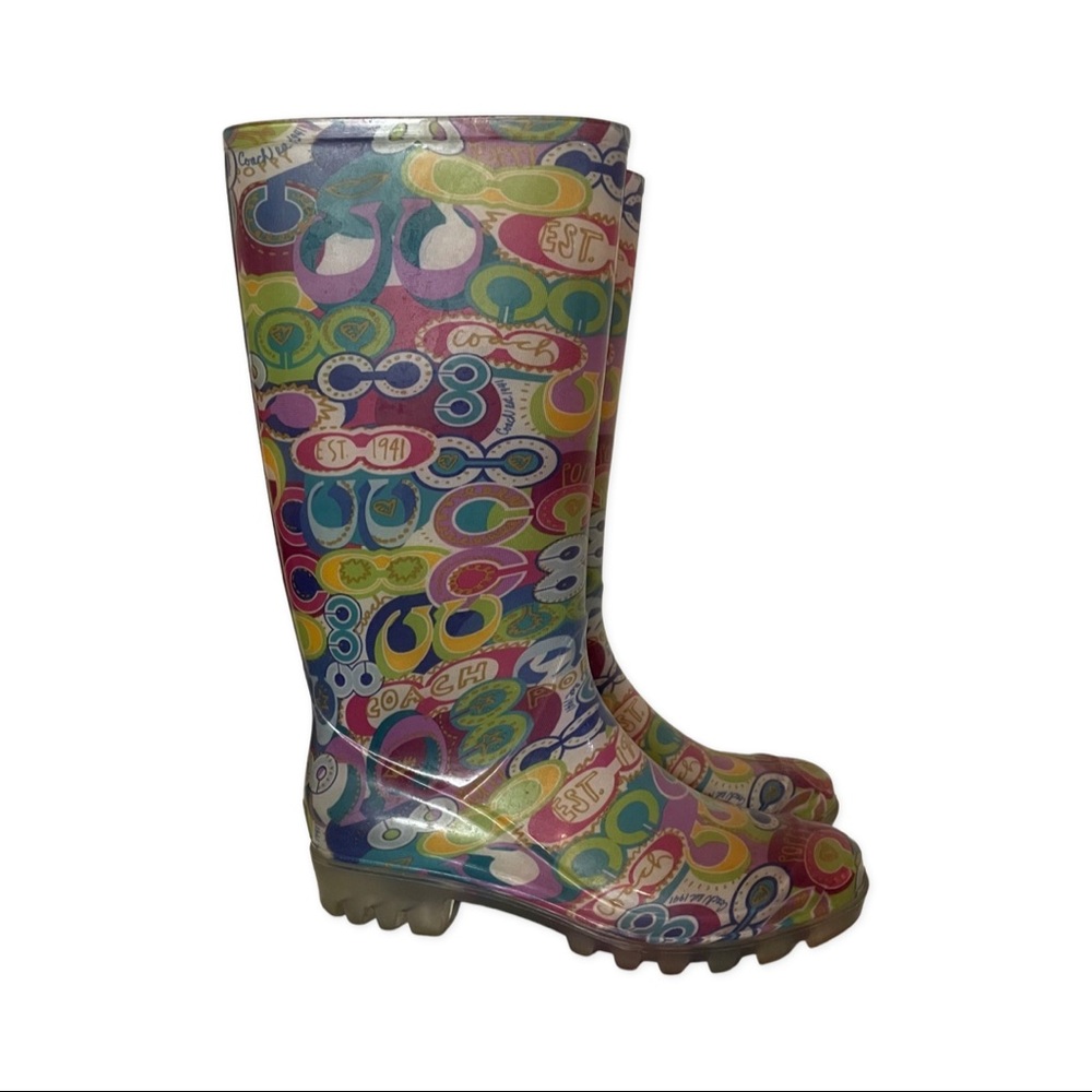 Coach Poppy Multicolor Clear Rain Boot Size 7 - image 1